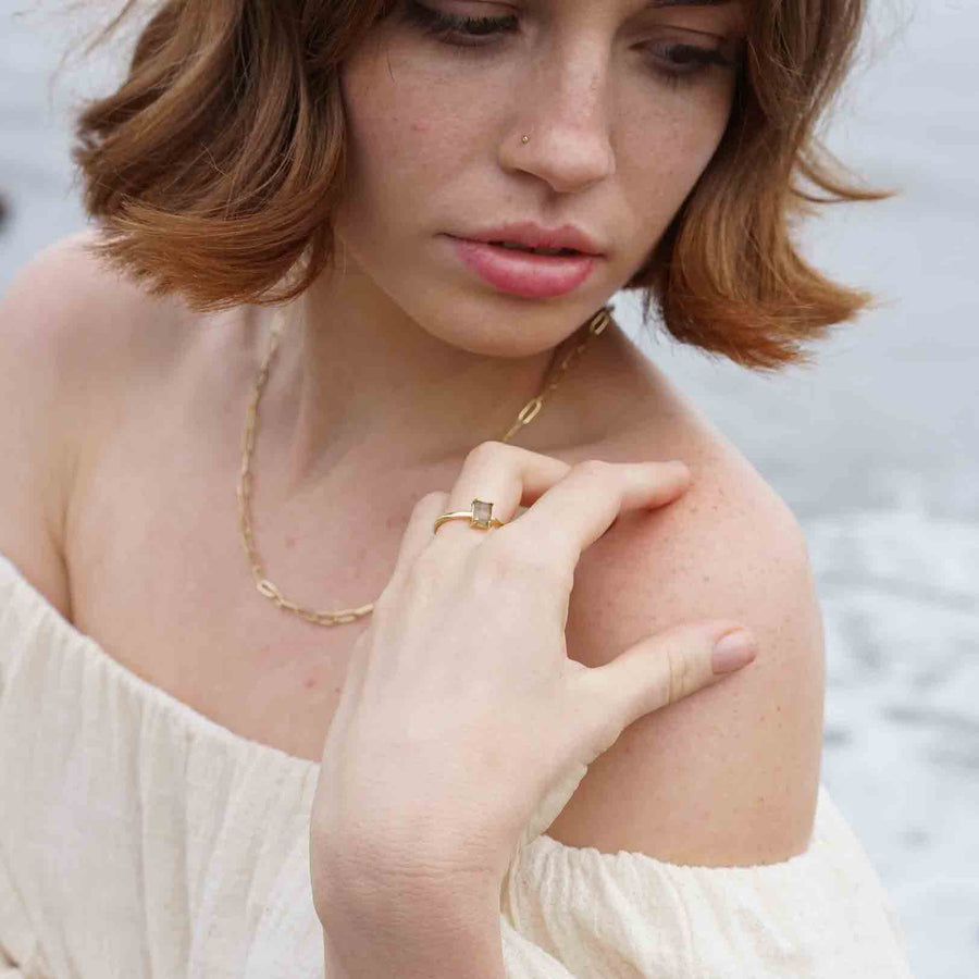 Labradorite Solitaire Ring